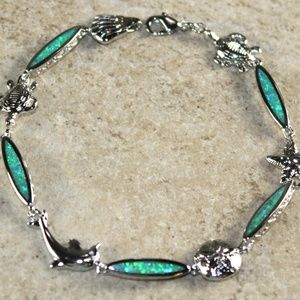Green Fire Opal Bracelet Sea Animal Crab Star